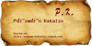 Pázmán Katalin névjegykártya